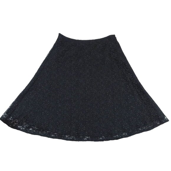 Bloomingdale's Dresses & Skirts - BLOOMINGDALES Vintage Whimsigoth Black Sparkle Lace A Line Knee Length Skirt 8p